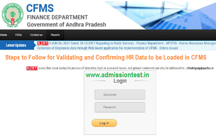 CFMS Human Resources DATA by HODs of AP FO 39-CFMS Online Salaries Dates