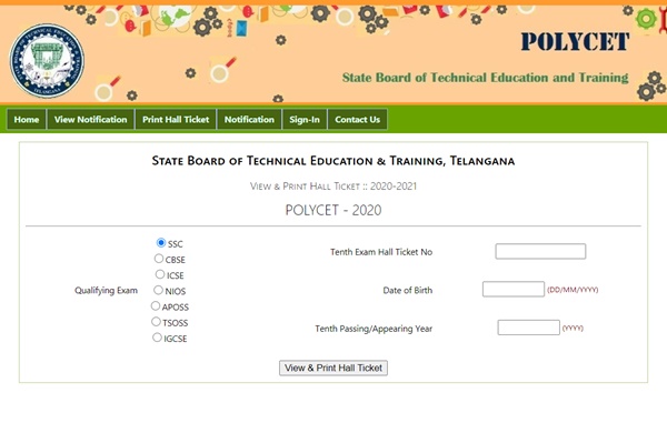 ts polycet hall ticket download 2020