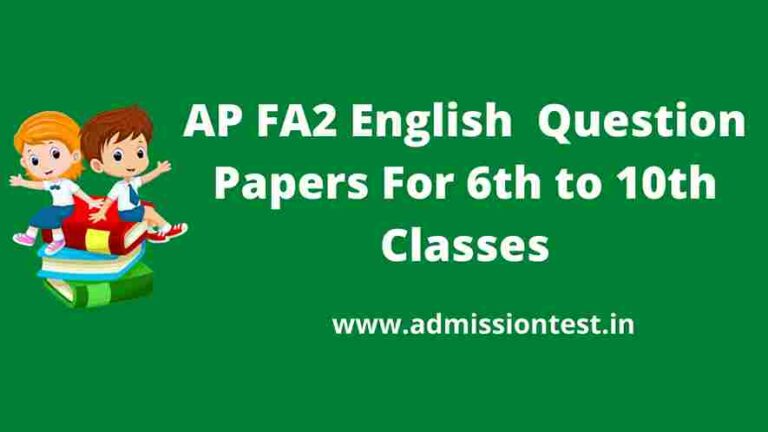 AP FA2 English Question Papers For 6th to 10th Classes