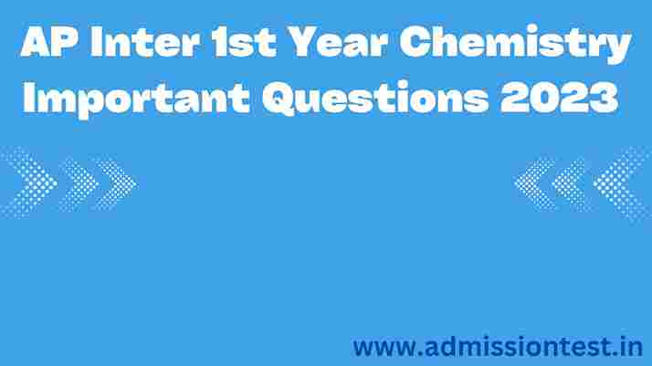 AP Inter 1st Year Chemistry Important Questions 2023