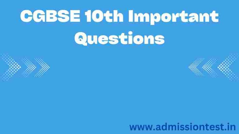CGBSE 10th Important Questions