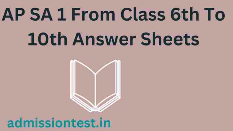 AP SA 1 From Class 6th To 10th Answer Sheets